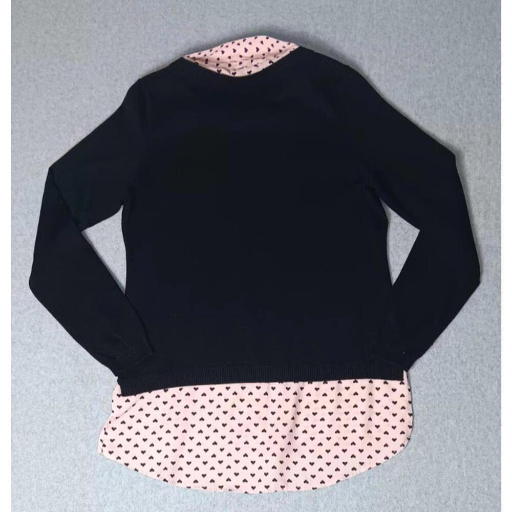 Addrianna Papell Long Sleeve Academic Mock Layer Sweater Womens M Black Pink - Picture 11 of 11